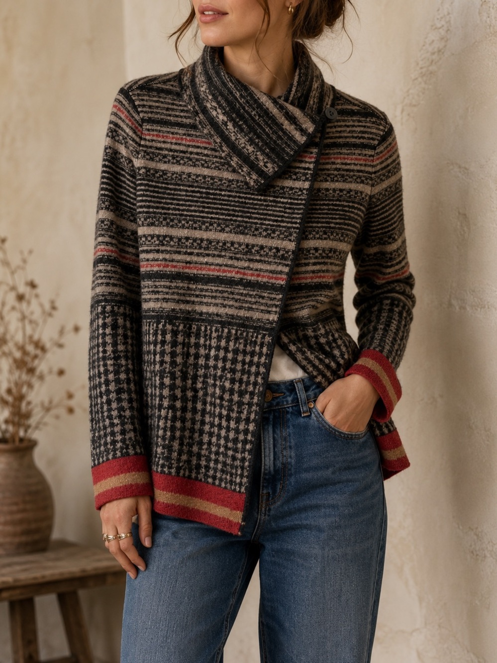 Peruvian Connection Baby Alpaca Wool Knit Cardigan Jacket XS Nordic Fair Isle